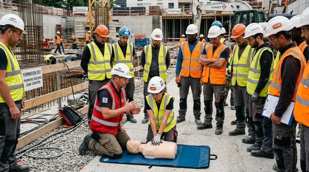 Stagiaires s'exerçant aux techniques de secours en équipe à Samatan Stagiaires s'exerçant aux techniques de secours en équipe à Samatan